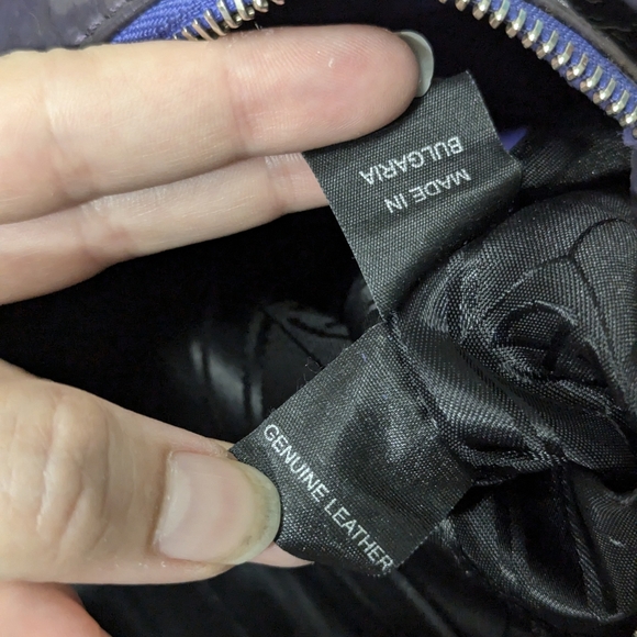 Francesco Biasia Purple oil slick leather over sized unique shoulder bag - Picture 10 of 15